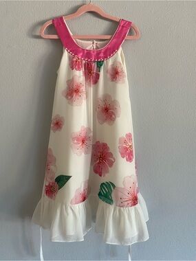 Maya Bright Pink Satin-Trim Dress with Pearl Accent